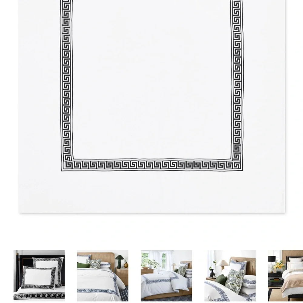 Chambers® Greek Key Euro Sham - 26 x 26 BRAND NEW - Black & White